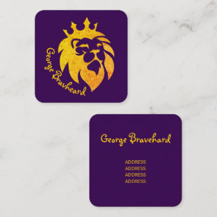 Lion With Crown - Gold Style 1 Square Business Card