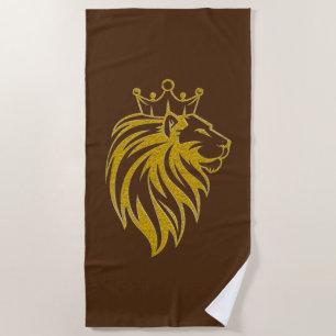 Lion With Crown - Gold Style 2 Beach Towel