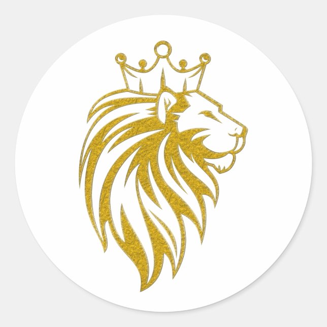 Lion With Crown - Gold Style 2 Classic Round Sticker (Front)