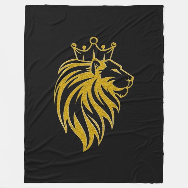 Lion With Crown - Gold Style 2 Fleece Blanket (Front)