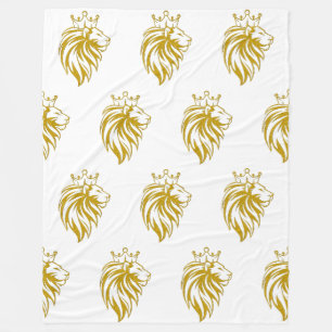 Lion With Crown - Gold Style 2 Fleece Blanket