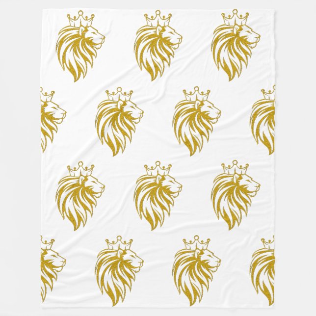 Lion With Crown - Gold Style 2 Fleece Blanket (Front)