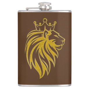Lion With Crown - Gold Style 2 Hip Flask