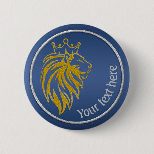 Lion With Crown - Gold Style 2 Inch Round Button