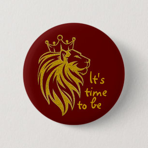 Lion With Crown - Gold Style 2 Inch Round Button
