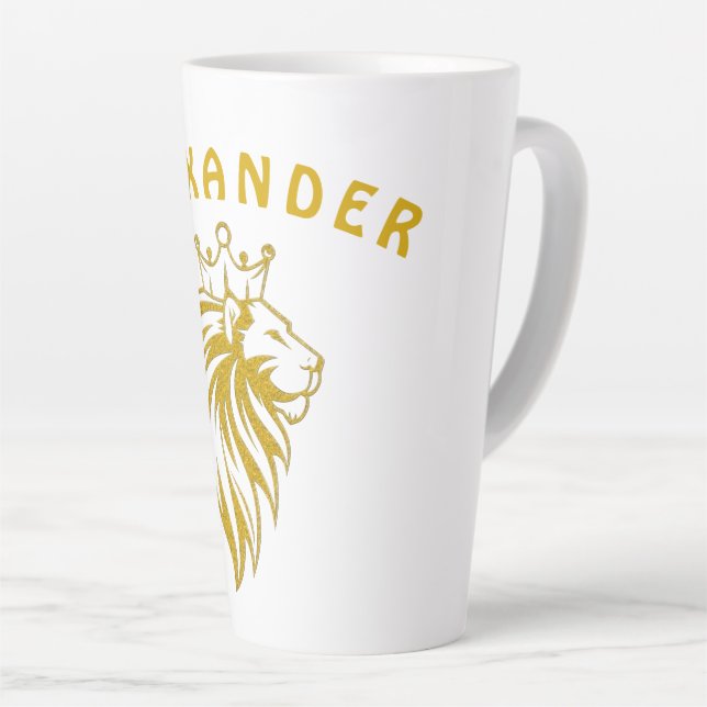Lion With Crown - Gold Style 2 Latte Mug (Right Angle)