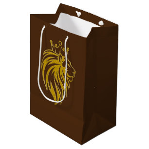 Lion With Crown - Gold Style 2 Medium Gift Bag