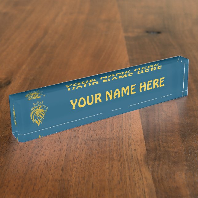 Lion With Crown - Gold Style 2 Nameplate (Side)