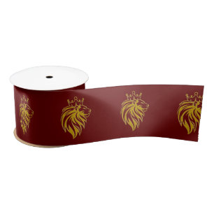 Lion With Crown - Gold Style 2 Satin Ribbon