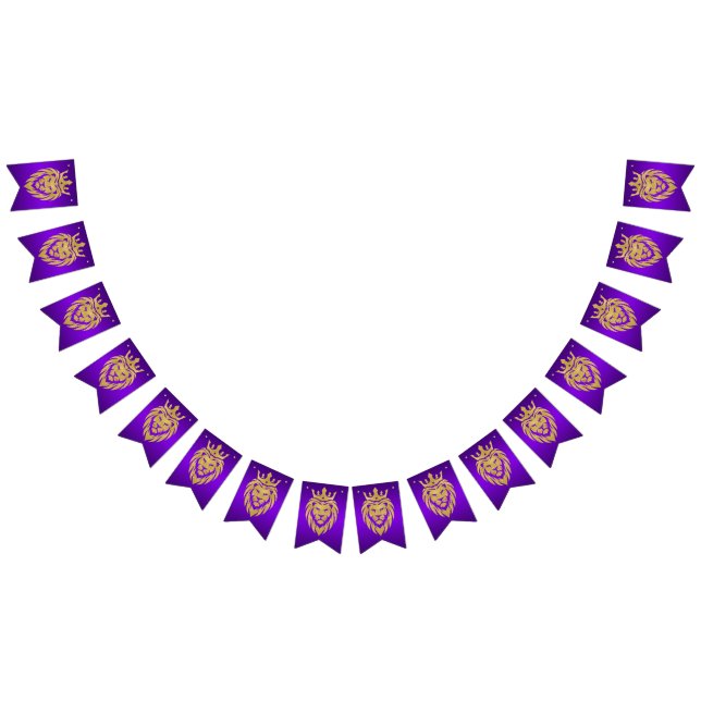 Lion With Crown - Gold Style 3 Bunting Flags (All)