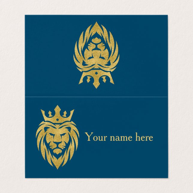Lion With Crown - Gold Style 3 Business Card (Outside Unfolded)