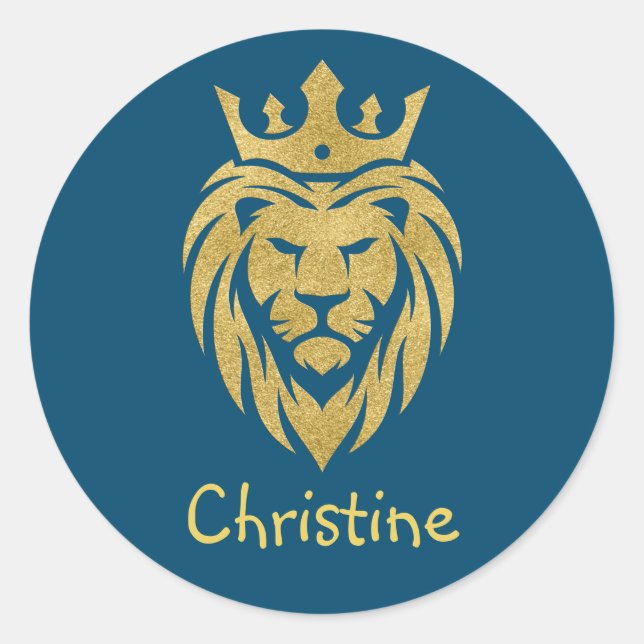 Lion With Crown - Gold Style 3 Classic Round Sticker (Front)