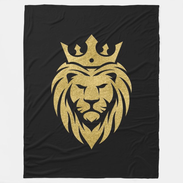 Lion With Crown - Gold Style 3 Fleece Blanket (Front)
