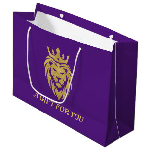 Lion With Crown - Gold Style 3 Large Gift Bag