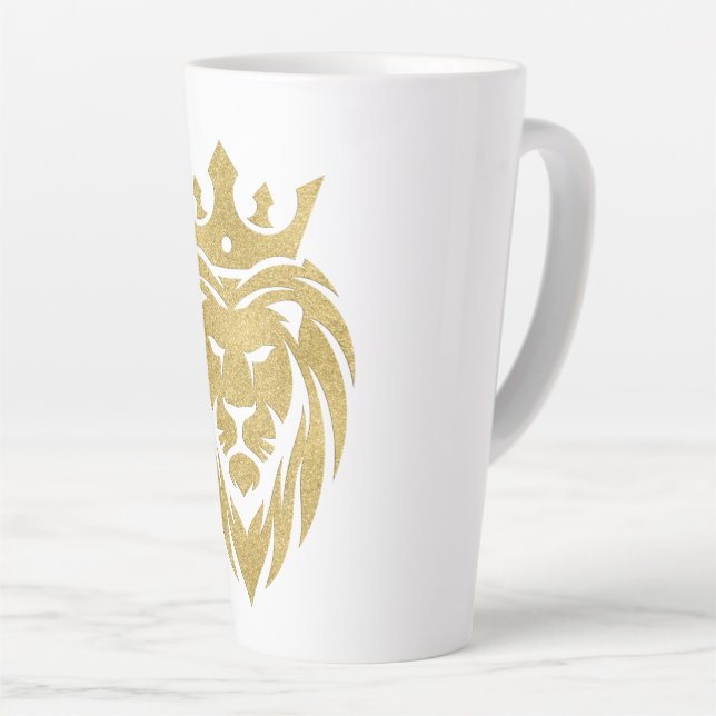Lion With Crown - Gold Style 3 Latte Mug (Right Angle)