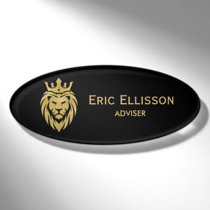 Lion With Crown - Gold Style 3 Name Tag