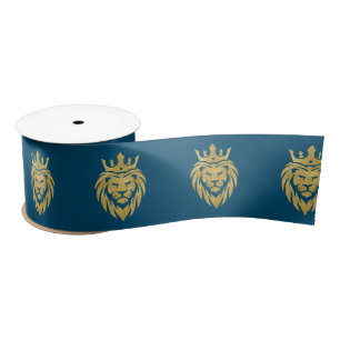 Lion With Crown - Gold Style 3 Satin Ribbon
