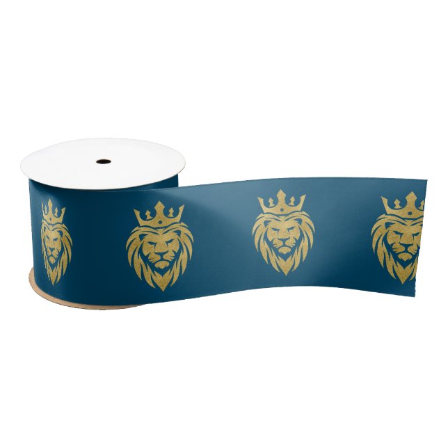 Lion With Crown - Gold Style 3 Satin Ribbon (Spool)