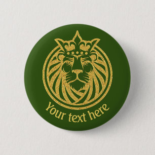 Lion With Crown - Gold Style 4 2 Inch Round Button
