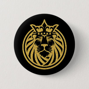 Lion With Crown - Gold Style 4 2 Inch Round Button