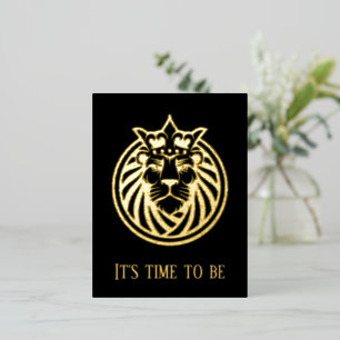 Lion With Crown - Gold Style 4 Foil Invitation Postcard