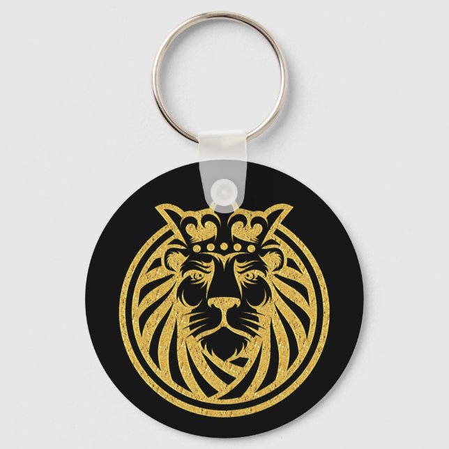 Lion With Crown - Gold Style 4 Keychain (Front)