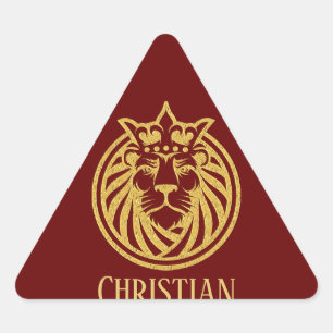 Lion With Crown - Gold Style 4 Triangle Sticker