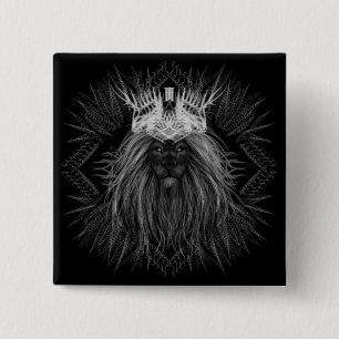 Lion with Crown Monogram 2 Inch Square Button