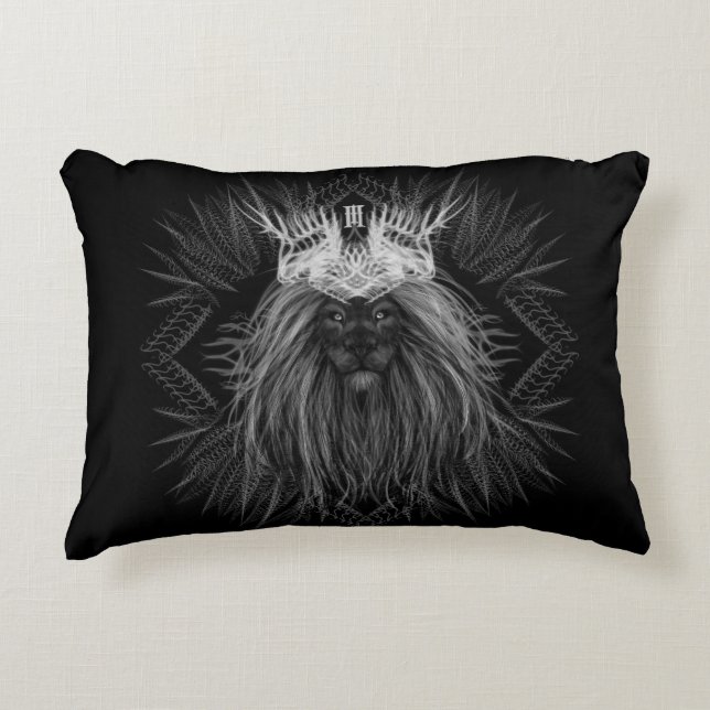 Lion with Crown Monogram Accent Pillow (Front)