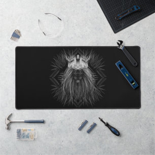 Lion with Crown Monogram Desk Mat