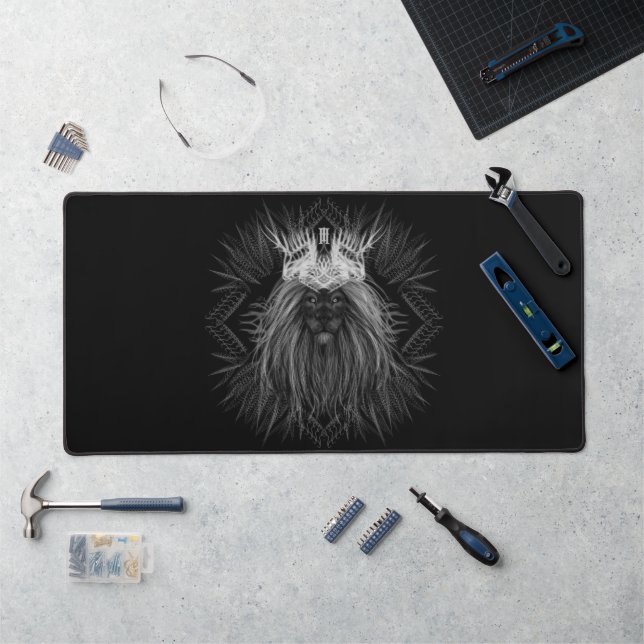 Lion with Crown Monogram Desk Mat (Workstation)