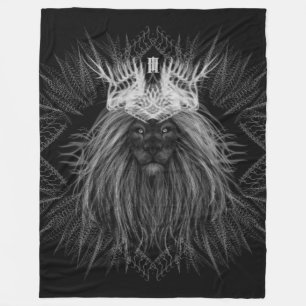 Lion with Crown Monogram Fleece Blanket