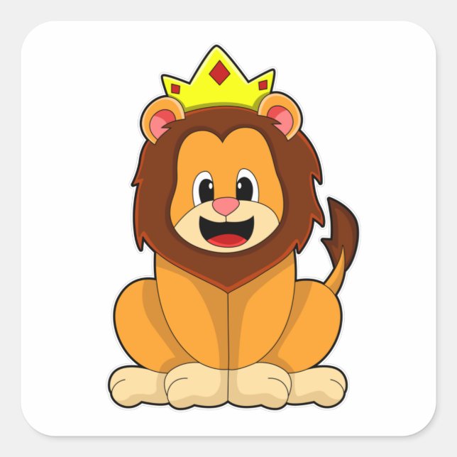 Lion with Crown Square Sticker (Front)