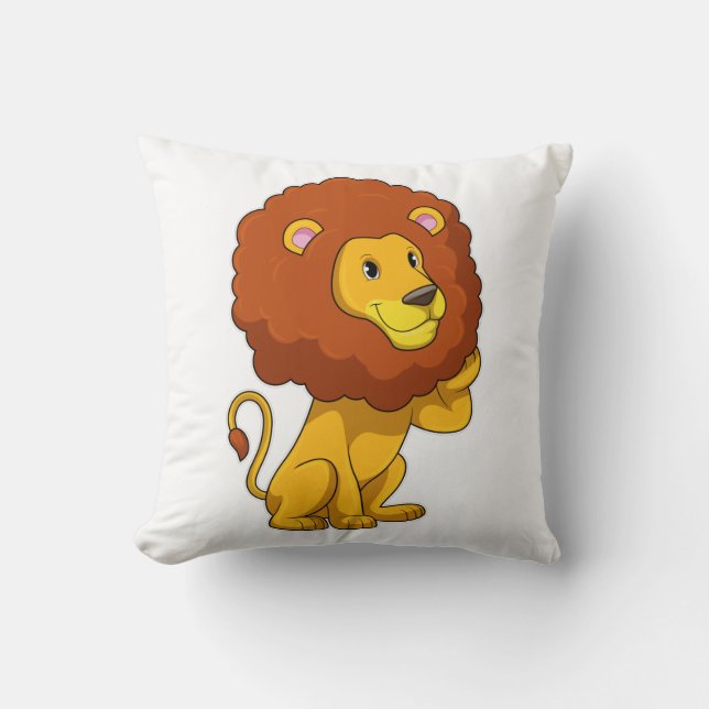 Lion with Curls Throw Pillow (Front)