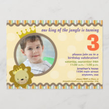 Lion with custom Photo Party Invite