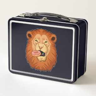 Lion with Donut Metal Lunch Box