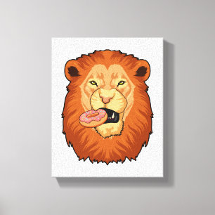Lion with Doughnut Canvas Print