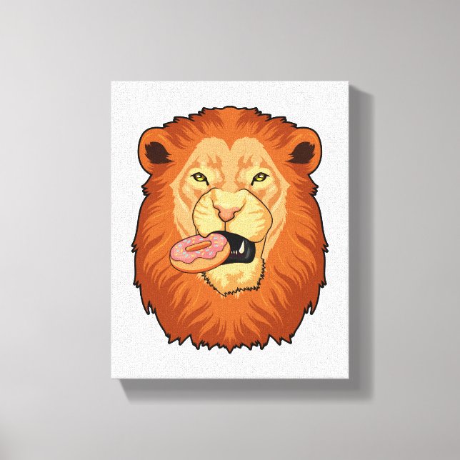 Lion with Doughnut Canvas Print (Front)