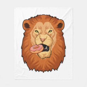 Lion with Doughnut Fleece Blanket