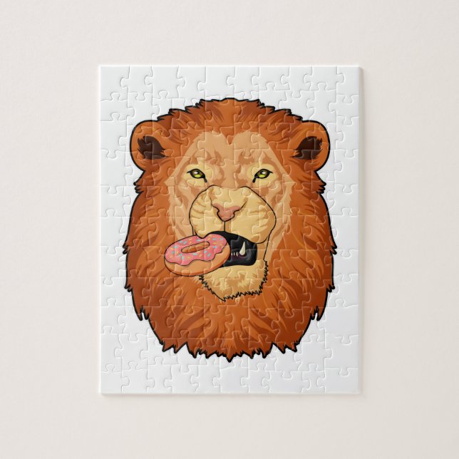 Lion with Doughnut Jigsaw Puzzle (Vertical)