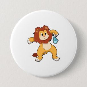 Lion with Fish 3 Inch Round Button