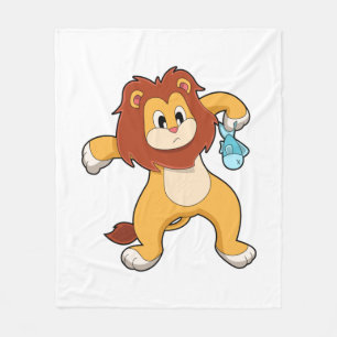 Lion with Fish Fleece Blanket