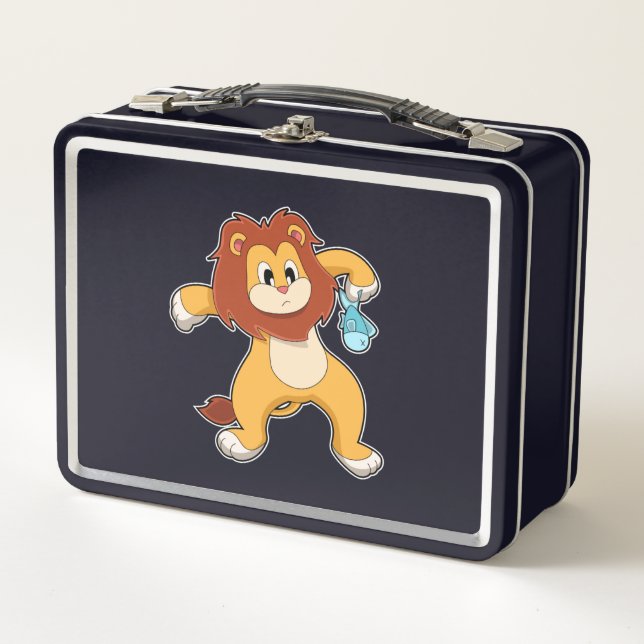 Lion with Fish Metal Lunch Box (Front)