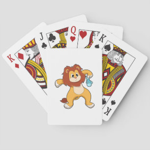 Lion with Fish Playing Cards