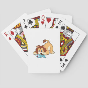 Lion with Fish Playing Cards