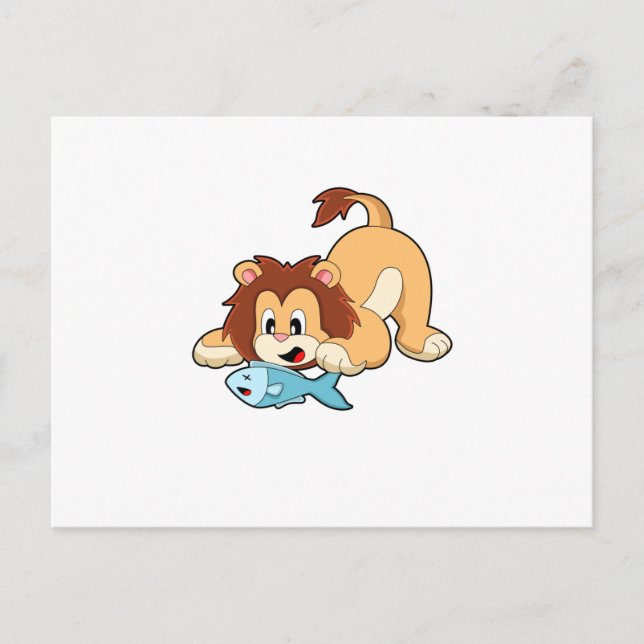 Lion with Fish Postcard (Front)
