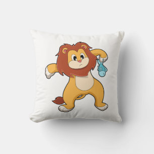 Lion with Fish Throw Pillow