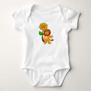 Lion with Flower Sunflower Baby Bodysuit