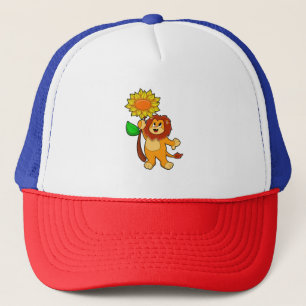 Lion with Flower Sunflower Trucker Hat