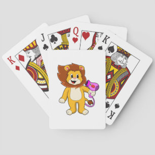 Lion with Hair dryer Playing Cards